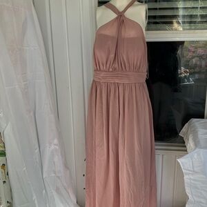 Birdy Grey Blush Halter Maxi Dress with pockets